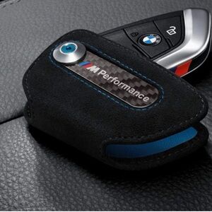 BMW Black Key Fob Cover with Blue Accents